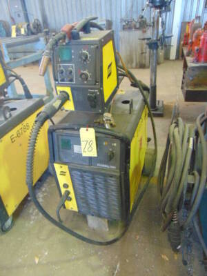 MIG WELDER, ESAB MDL. MIG 500 T., 500 amps @ 39 v., 60% duty cycle, Mdl. 304 wire feeder, S/N 215-622-3278