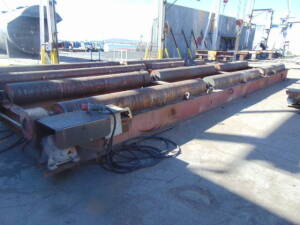 POWER FIT-UP ROLL, CUSTOM, 129” rolls, (3) sets, 13” dia. roll, approx. 36' overall length, H.D. geared design, skid frame mtd.
